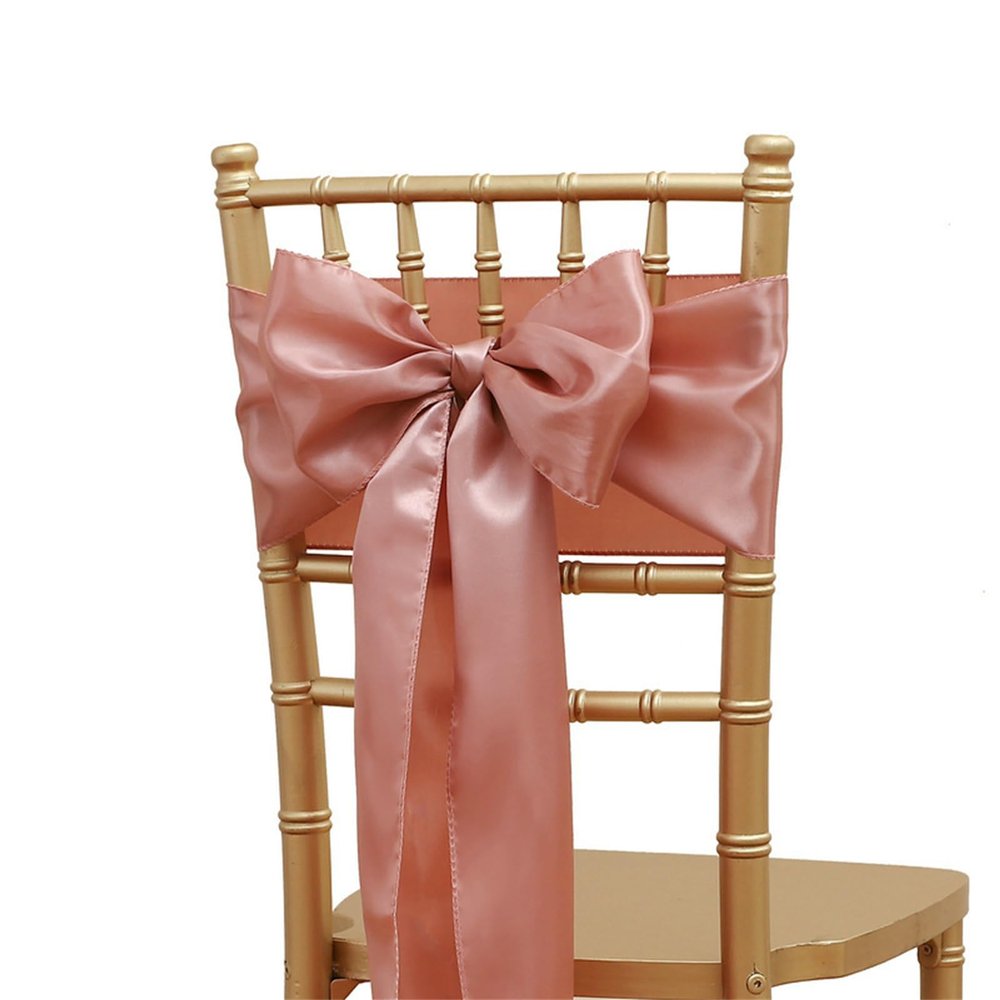 Highdi Satin Chair Sash Bows for Weddings, Parties and Events, Pink, 100 Pieces