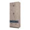 Lomadox SELAWIK-166 Bedroom Wardrobe, 2-Door with Top Cabinet, 92 cm Wide, Oak/Graphite view 1
