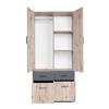 Lomadox SELAWIK-166 Bedroom Wardrobe, 2-Door with Top Cabinet, 92 cm Wide, Oak/Graphite view 2