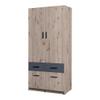 Lomadox SELAWIK-166 Bedroom Wardrobe, 2-Door with Top Cabinet, 92 cm Wide, Oak/Graphite view 3