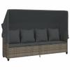Homgoday Sun Lounger with Canopy and Cushions, Gray PE Rattan, Model368355 view 2
