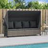 Homgoday Sun Lounger with Canopy and Cushions, Gray PE Rattan, Model368355 view 3
