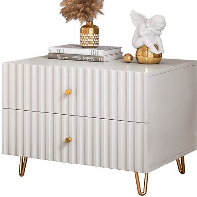 ZMAZHANG Weier Modern White Nightstand with 2 Drawers