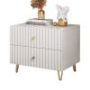 ZMAZHANG Weier Modern White Nightstand with 2 Drawers view 3