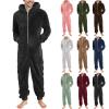 Men's Hooded Plush Fleece Jumpsuit Pajama view 2