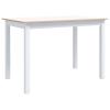 Homgoday Dining Table, White and Brown, 114 x 71 x 75 cm, Solid Hevea Wood view 2
