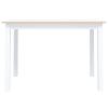 Homgoday Dining Table, White and Brown, 114 x 71 x 75 cm, Solid Hevea Wood view 3