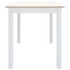 Homgoday Dining Table, White and Brown, 114 x 71 x 75 cm, Solid Hevea Wood view 4