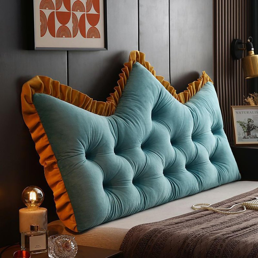 Luxury Crown Headboard Pillow with Removable Neck Roll