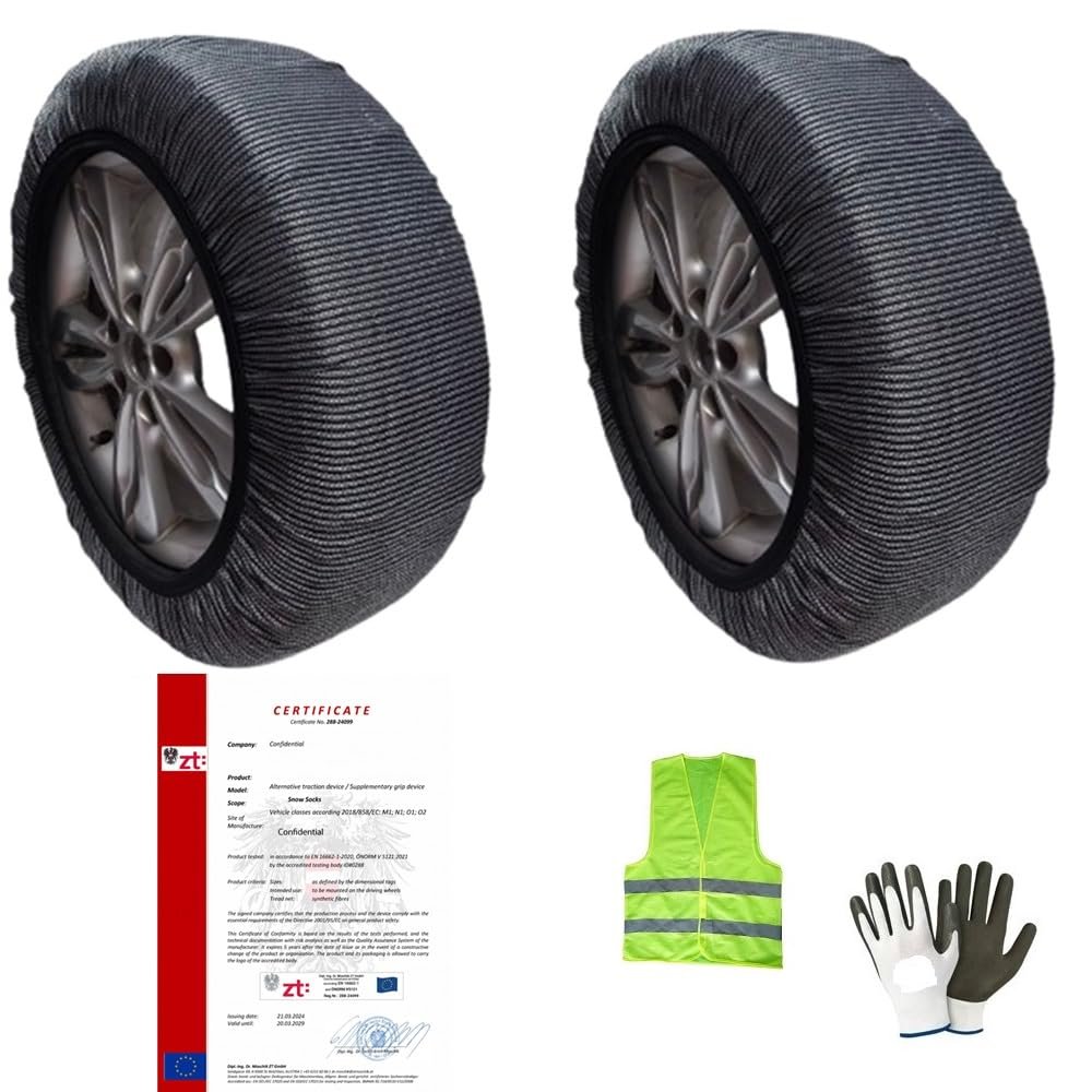 Snow Socks for Tires 265/45 R21, XXL, 1 Pair, Approved for Snow and Icy Roads