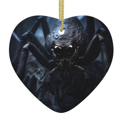 Black Spider Personalized Ceramic Heart Christmas Ornament