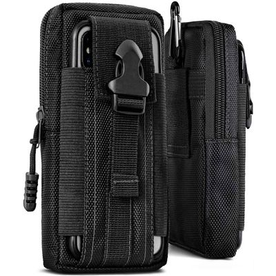 ONEFLOW Survival Case for Oukitel C38, Nylon Belt Pouch with Carabiner, Tactical EDC Phone Case, Black