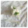 XPJYUA Wedding Wrist Corsage with Artificial Silk Rose and Ribbon, White view 1