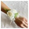 XPJYUA Wedding Wrist Corsage with Artificial Silk Rose and Ribbon, White view 2