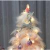 GUOQDAMI 45 cm/1.5 ft Pink Gradient Feather Tabletop Christmas Tree DIY Set with Ornaments view 3