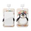 Vertical Sliding ID Badge Holder with Clear Window, Goose with Flowers view 1