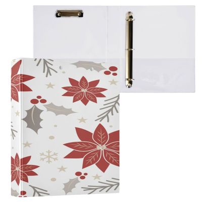 3-Ring Binder, 1.5 in (3.8 cm), with Clipboard, 1/2-Pack, A4, 200 Sheets, Poinsettia
