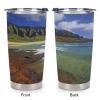 LBKHDS Reusable Plastic Water Cup with Lid, Seashore Print, Spill-Resistant Sports Travel Coffee Mug view 3