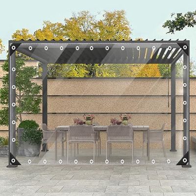 Ezcasch Transparent Waterproof Tarpaulin, 5.6 x 7.8 m, 420 g/m²