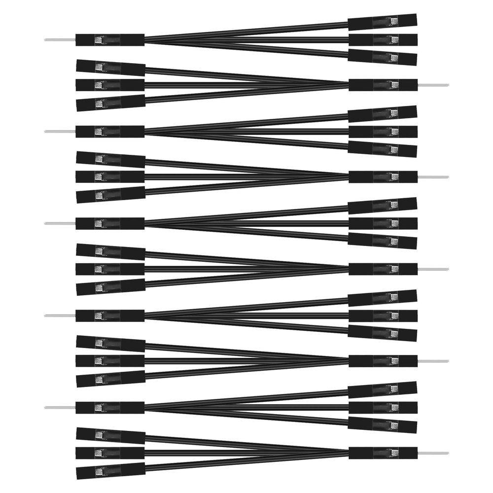 GINTOOYUN 10-Pack 1-to-3 Breadboard Jumper Cables, 28 AWG, 2.54 mm Male to 3 Female, Black, 4.72 in