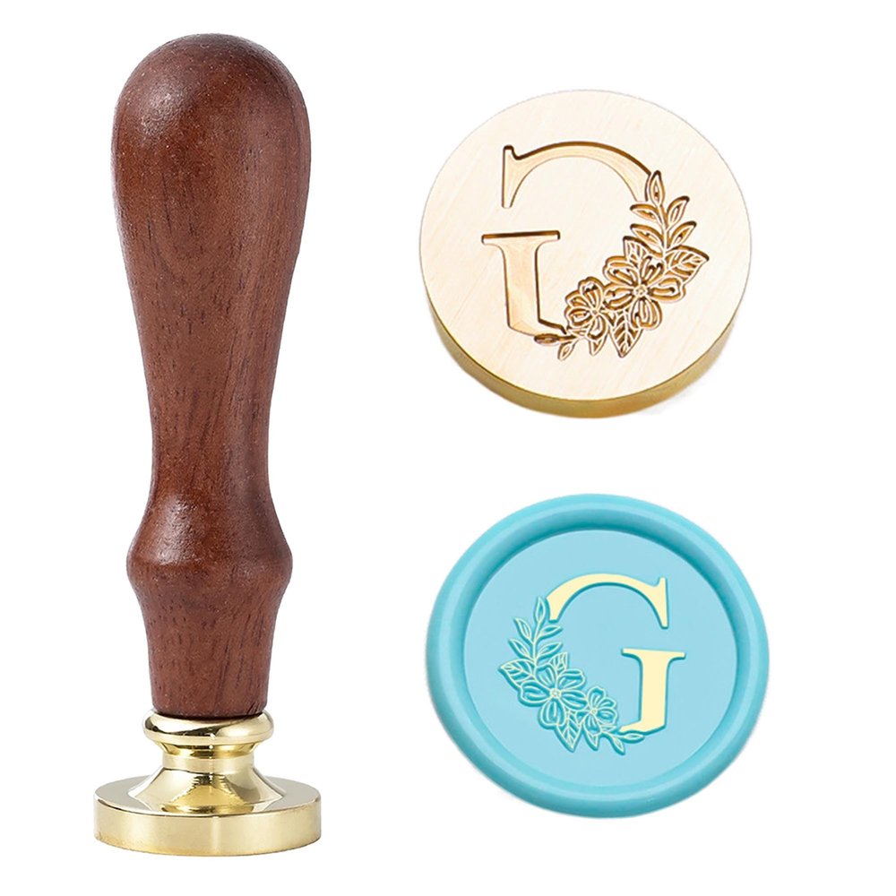 Statice Wax Seal Stamp, Letter G Initial, 25 mm, Brass, for Envelopes, Invitations, or Valentine's Day Gifts