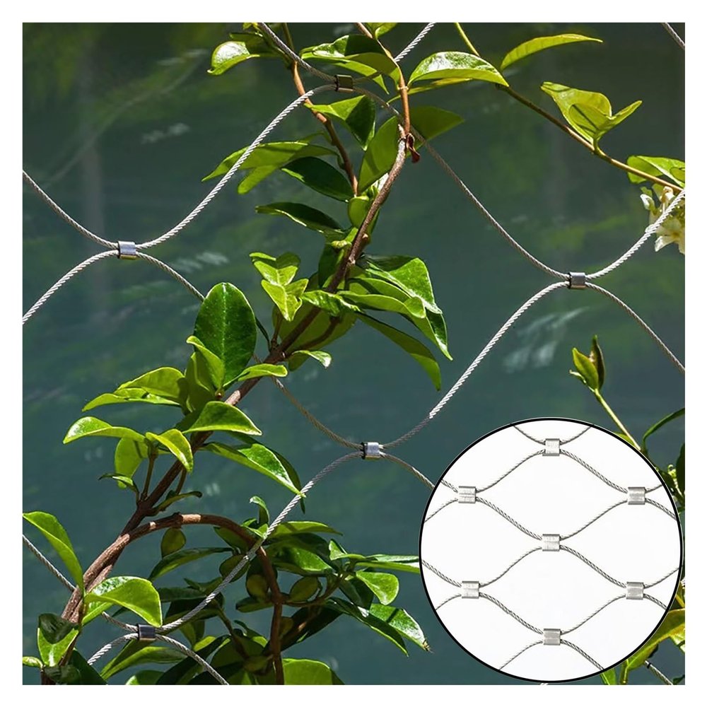 DTVEW 304 Stainless Steel Cable Mesh Net, Flexible Garden Plant Trellis, 1.5/2 mm, 12 cm, 1.2 x 4 m