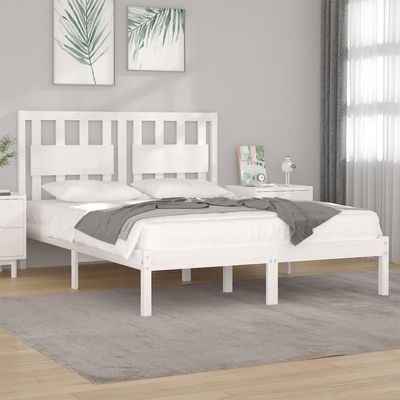 Furniture Select Bed Frame Without Mattress, White Solid Pine, King Size