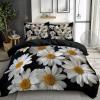 CozyRest 3-Piece Kids' Reversible Microfiber Bedding Set, Daisy Floral Print, Black, 135 x 200 cm + 80 x 80 cm Pillowcases view 1
