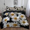 CozyRest 3-Piece Kids' Reversible Microfiber Bedding Set, Daisy Floral Print, Black, 135 x 200 cm + 80 x 80 cm Pillowcases view 3