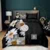 CozyRest 3-Piece Kids' Reversible Microfiber Bedding Set, Daisy Floral Print, Black, 135 x 200 cm + 80 x 80 cm Pillowcases view 4