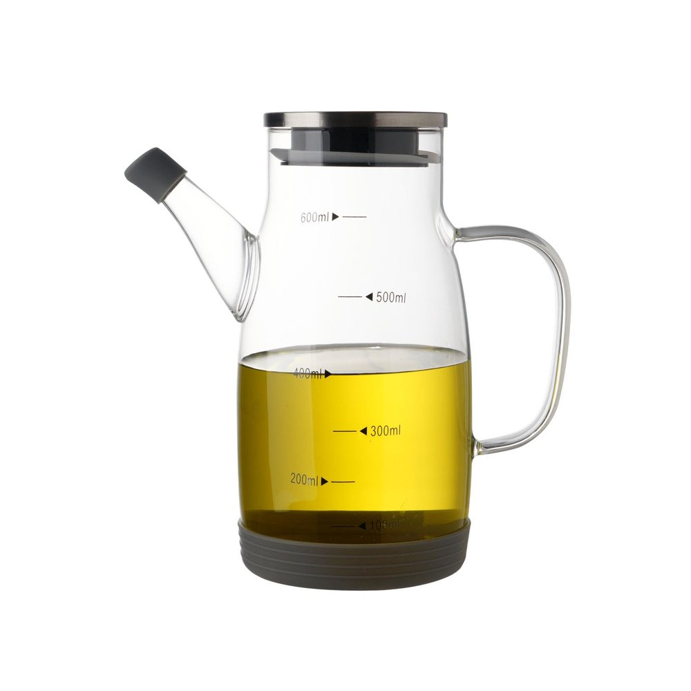600 ml Borosilicate Glass Oil Dispenser with Lid and Handle