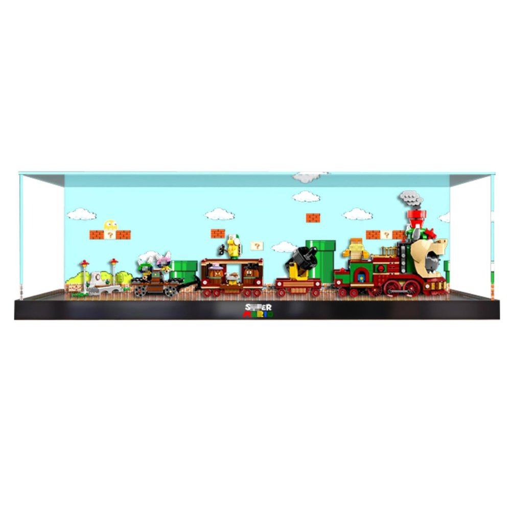 Acrylic Display Case for LEGO 71437 Bowser Express Train, Dustproof, Transparent, Custom Case (Model Not Included) (Background B)