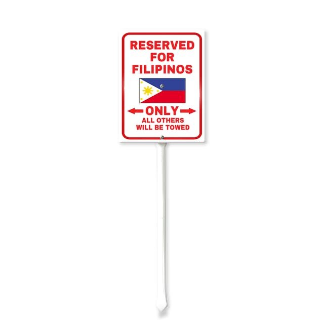 Philippines Reserved Parking Only Filipino Notice Yard Sign with Stakes, 7 x 8.8 in Aluminum Sign