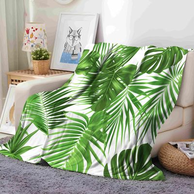 Tropical Jungle Green Fleece Throw Blanket, 70 x 100 cm
