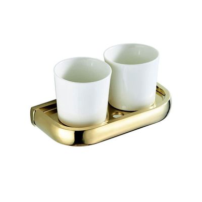 Gold-Colored Double Toothbrush Holder for Bathroom