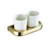 Gold-Colored Double Toothbrush Holder for Bathroom view 1
