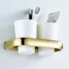 Gold-Colored Double Toothbrush Holder for Bathroom view 3