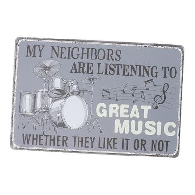 Vintage Music Tin Sign, Iron Wall Decor for Terrace and Cafe