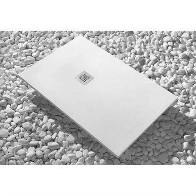 Shower Tray 80 x 140 cm, Extra-Thin, White, Marble Resin, with Drain Assembly