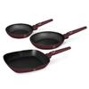 Berlinger Haus 3-Piece Frying Pan Set, 20/24/28 cm, TitaniumPro Nonstick Coating, Matte Bordeaux, Induction, Leonardo Collection view 1