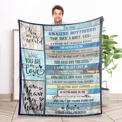 Blanket for Boyfriend, Soft Warm Flannel Blanket, 60 x 80 in