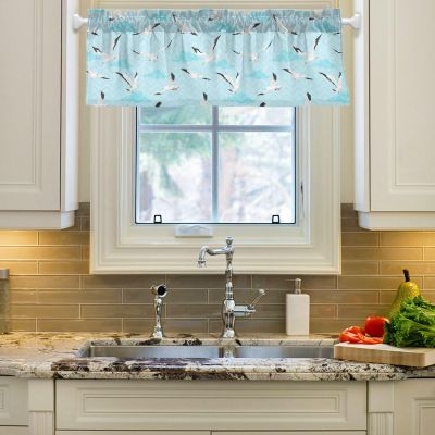 Kcldeci Valance Curtain, Seagulls on Blue Sky, 132 x 45 cm