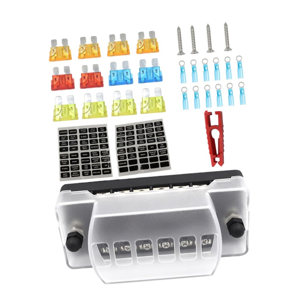 BELLIFFY 6-Way Automotive Fuse Holder Fuse Block for Circuits, Suitable for Subways and Buses