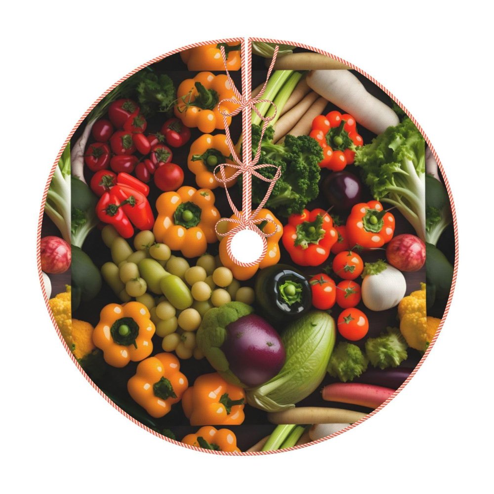 Fresh Vegetables and Fruits Print Christmas Tree Skirt