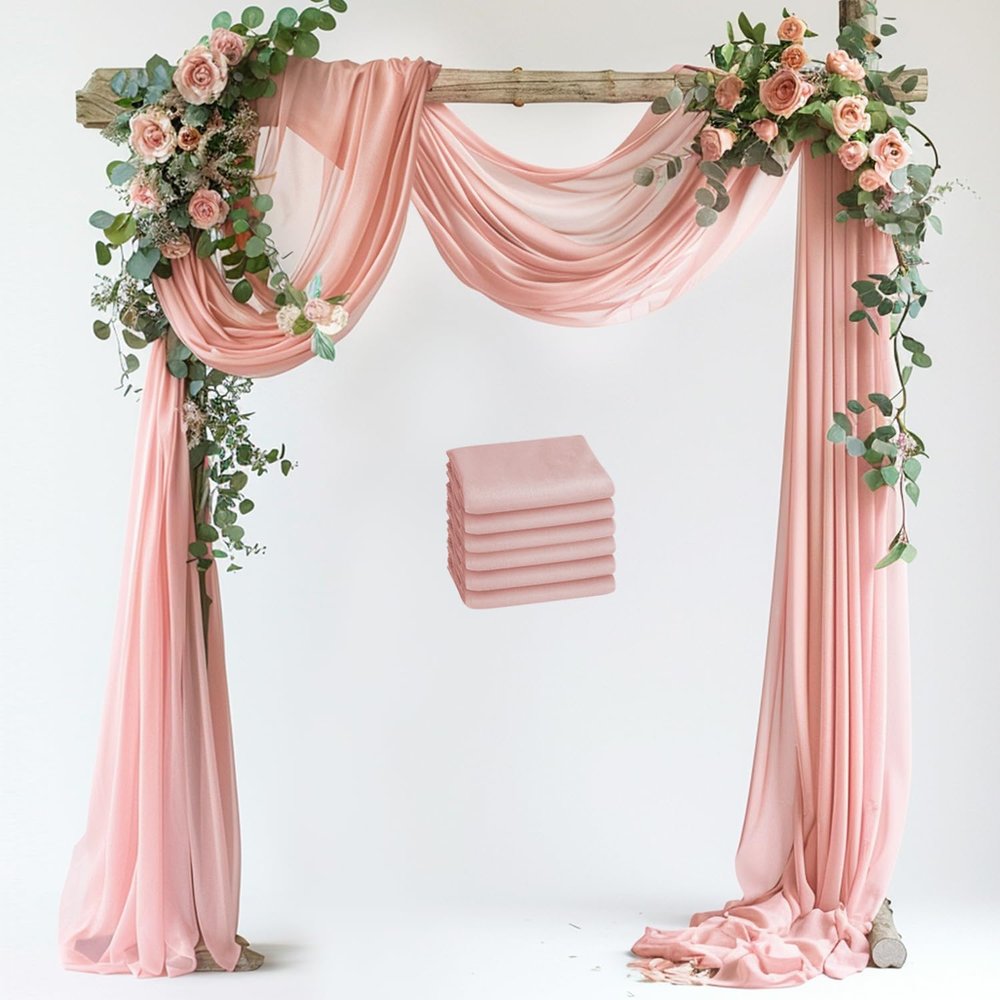 Xiomot Chiffon Draping Fabric for Wedding Arches, 6 Panels, 72.9 cm x 6 m, Rouge