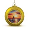 Sunset Sailboat Christmas Gold Acrylic Ball Ornaments, 4-Piece Set view 1