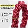 VIP Queue Line Twisted Ropes, 2-Pack, Red Braided Stanchion Ropes, 1.5 m view 2