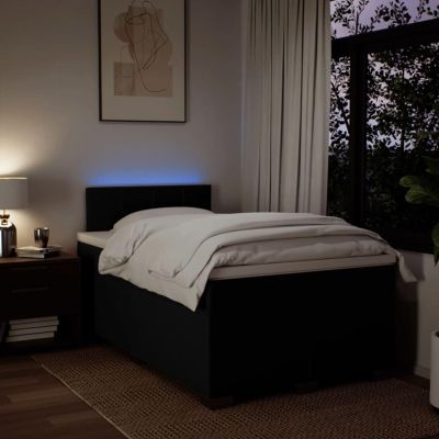 IKAYAA Box Spring Bed 120x200 cm with Mattress, LED Headboard and Slatted Base, Black