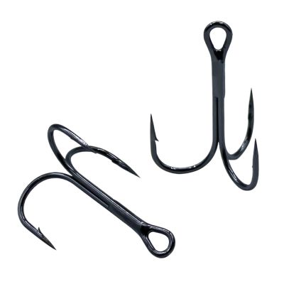 Aqxypas High-Carbon Steel Barbed Treble Fishing Hooks, Size 8, 5.2 mm Gap, 50-Pack