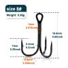 Aqxypas High-Carbon Steel Barbed Treble Fishing Hooks, Size 8, 5.2 mm Gap, 50-Pack view 2